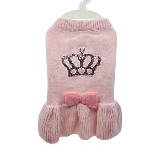 Top Paw Crown Sequin Knit Sweater Dress Coat Pink Apparel for Dogs Size Medium